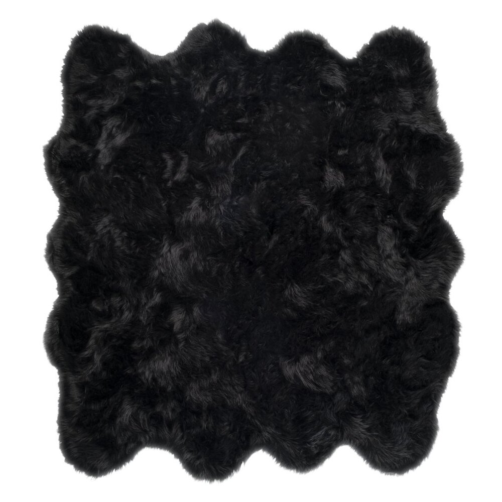Luxe Home Decor Gordon Faux Sheepskin Octo Rug | 1-Piece | Black | 6'x6'